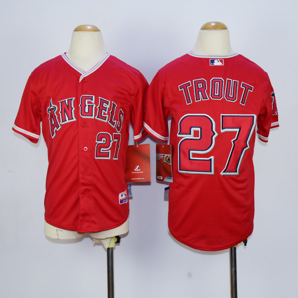 Youth Los Angeles Angels #27 Trout Red MLB Jerseys